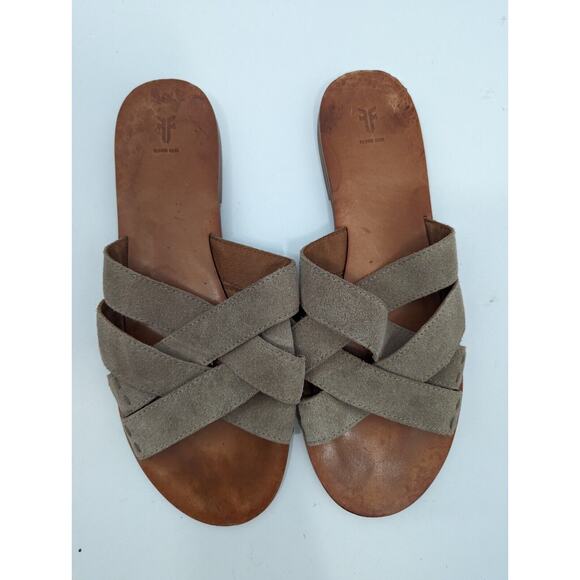 FRYE Criss Cross Slide Sandal Women's size 10M Casual Summer Leather - Picture 2 of 7